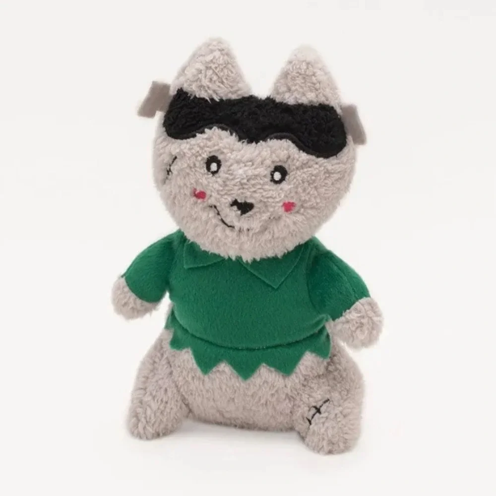 ZippyPaws Cheeky Chumz Halloween Frankenstein Squeaky Plush Dog Toy Green Grey